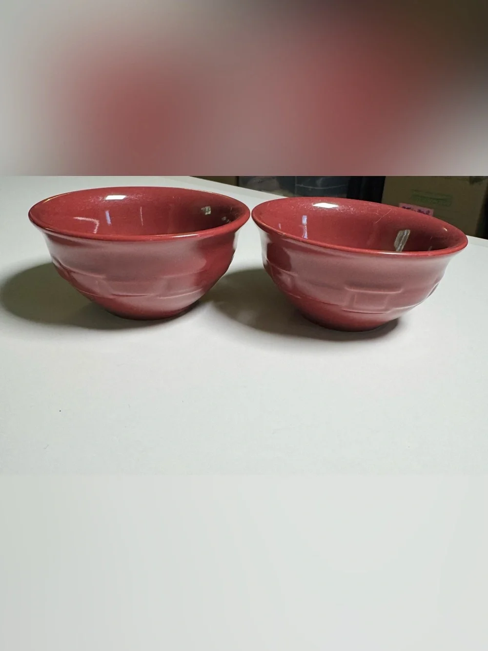 LONGABERGER Small Dessert Bowls WOVEN TRADITIONS Paprika Burgundy Pottery (2)